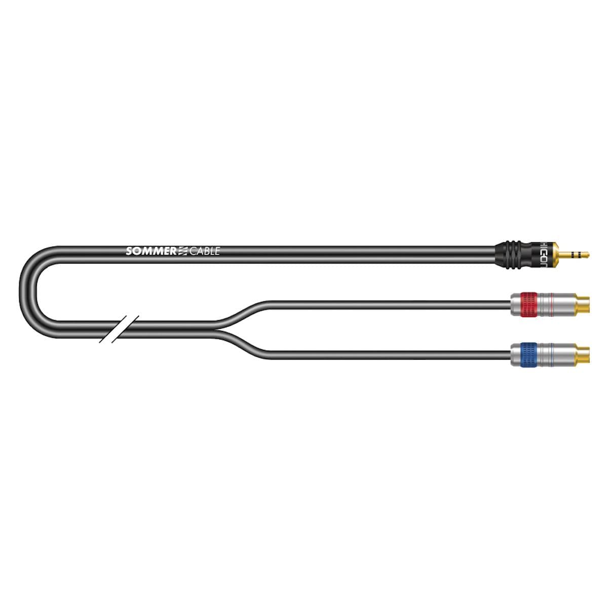 Stereo split cable SC-Onyx, 1 x 0,25 mm² | mini-jack / RCA, HICON | 5,00m | black