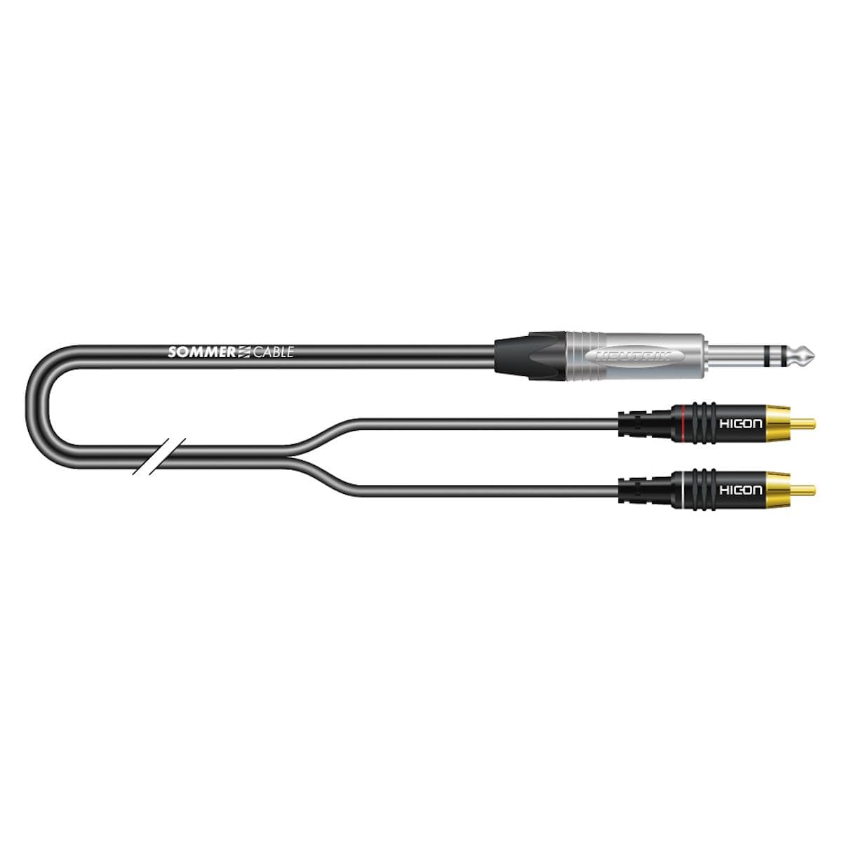 Patch cable, balanced SC-Onyx, 1 x 0,25 mm² | jack / RCA, NEUTRIK | 10,00m | black