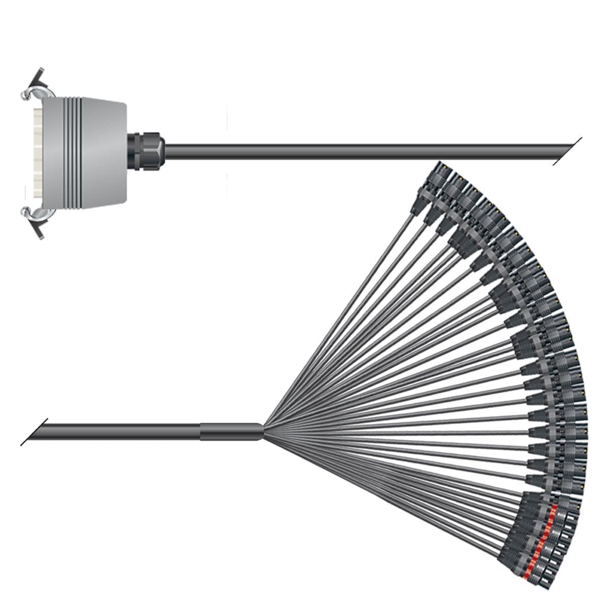 Multicore cable with rectangular MP-connector -> Splice | 36/12 | Central mass/PLANET | Multipin str