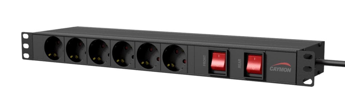 19" power distribution unit - German 6 x front sockets + 9 x rear sockets - Double switched Black