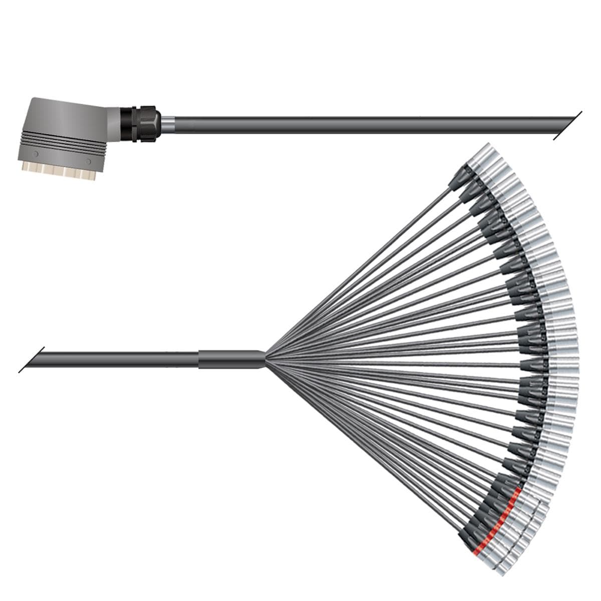 Multicore cable with rectangular MP-connector -> Splice | 24/08 | separate ground / QUANTUM | Multip