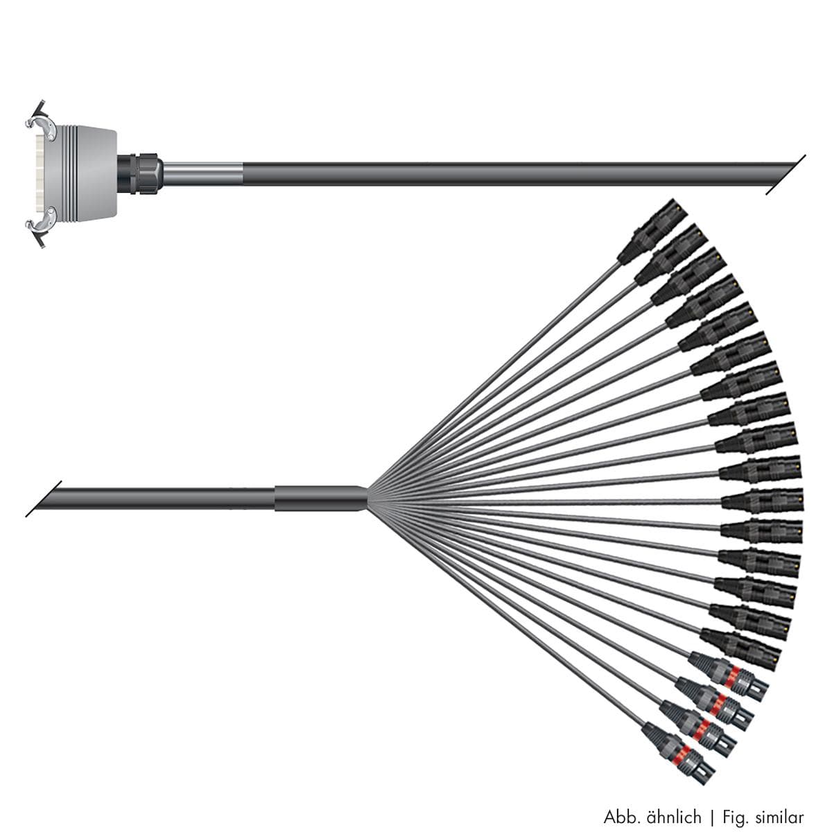 Multicore cable with rectangular MP-connector -> Splice | 16/04 | separate ground / QUANTUM | Multip