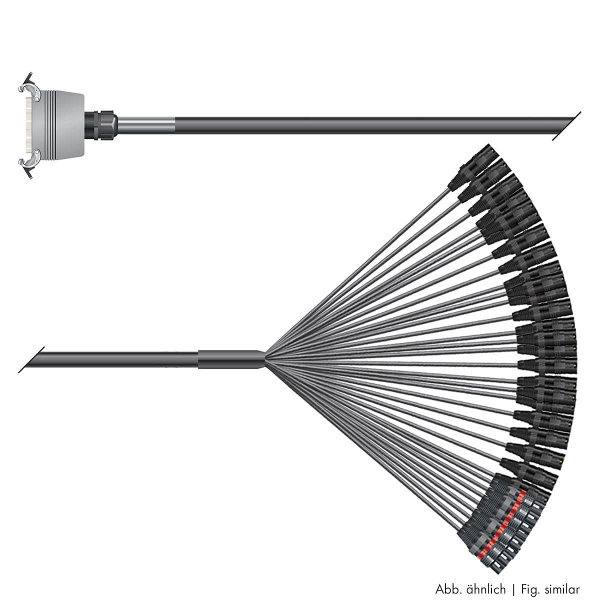 Multicore cable with rectangular MP-connector -> Splice | 24/08 | separate ground / QUANTUM | Multip
