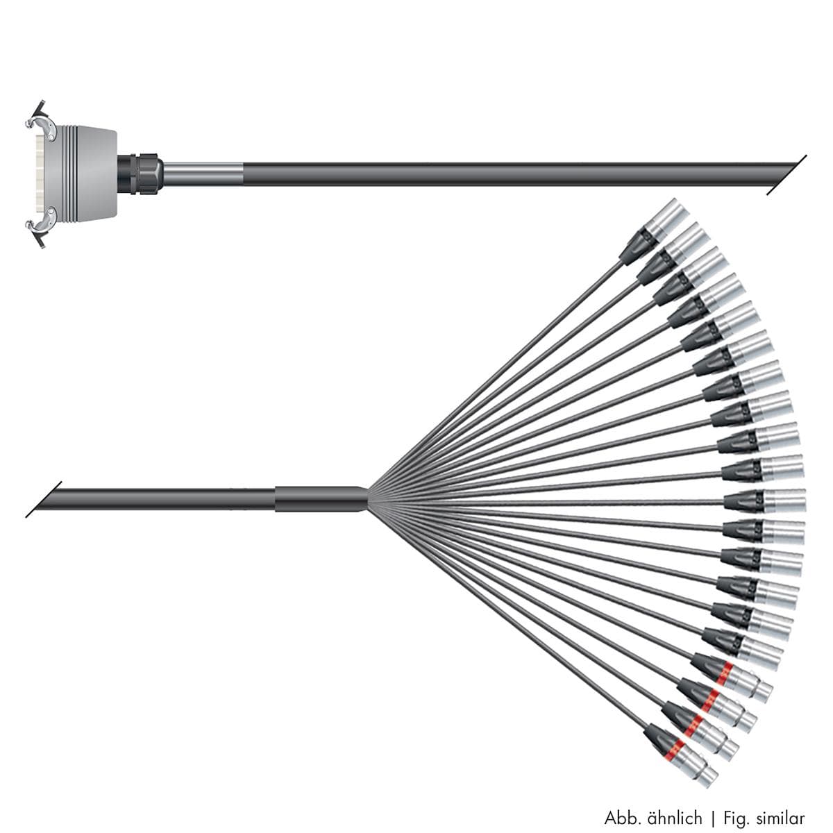 Multicore cable with rectangular MP-connector -> Splice | 16/04 | separate ground / QUANTUM | Multip