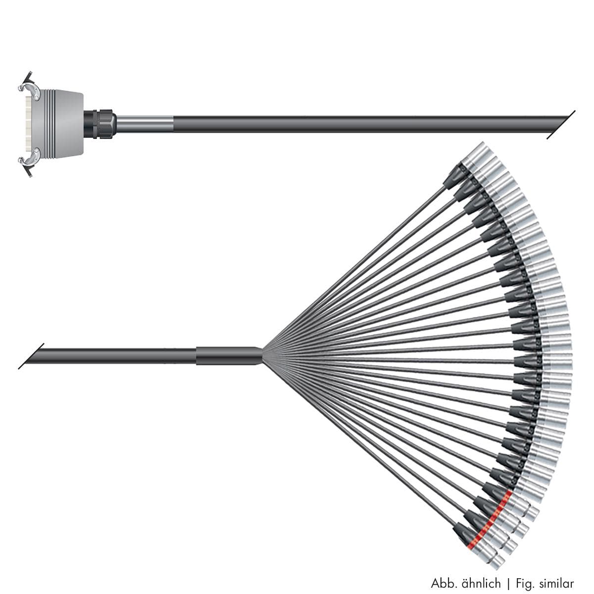 Multicore cable with rectangular MP-connector -> Splice | 20/04 | separate ground / QUANTUM | Multip