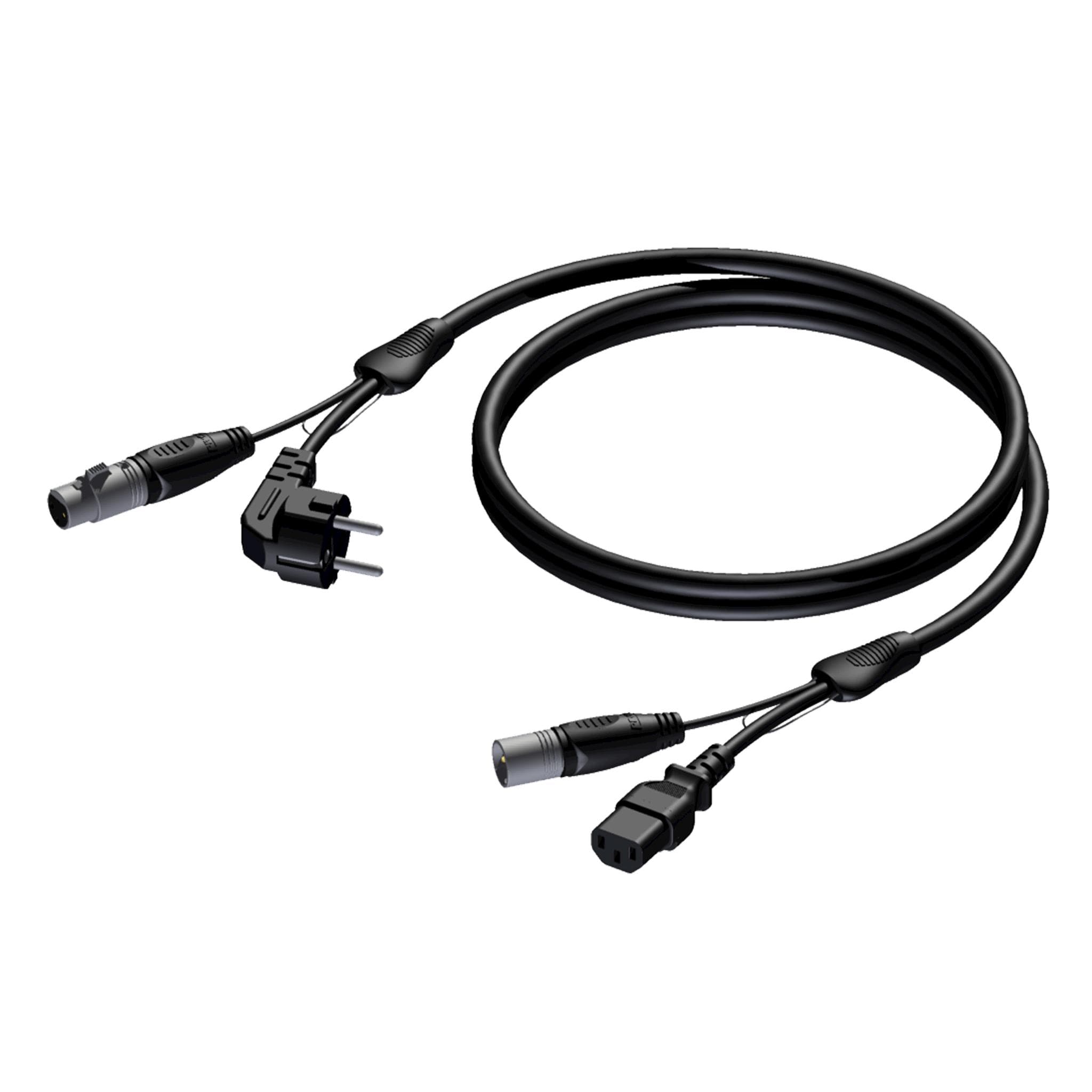 Schuko power male & XLR female - euro power female & XLR male - 3 x 1.0 mm² 20 meter - hanger