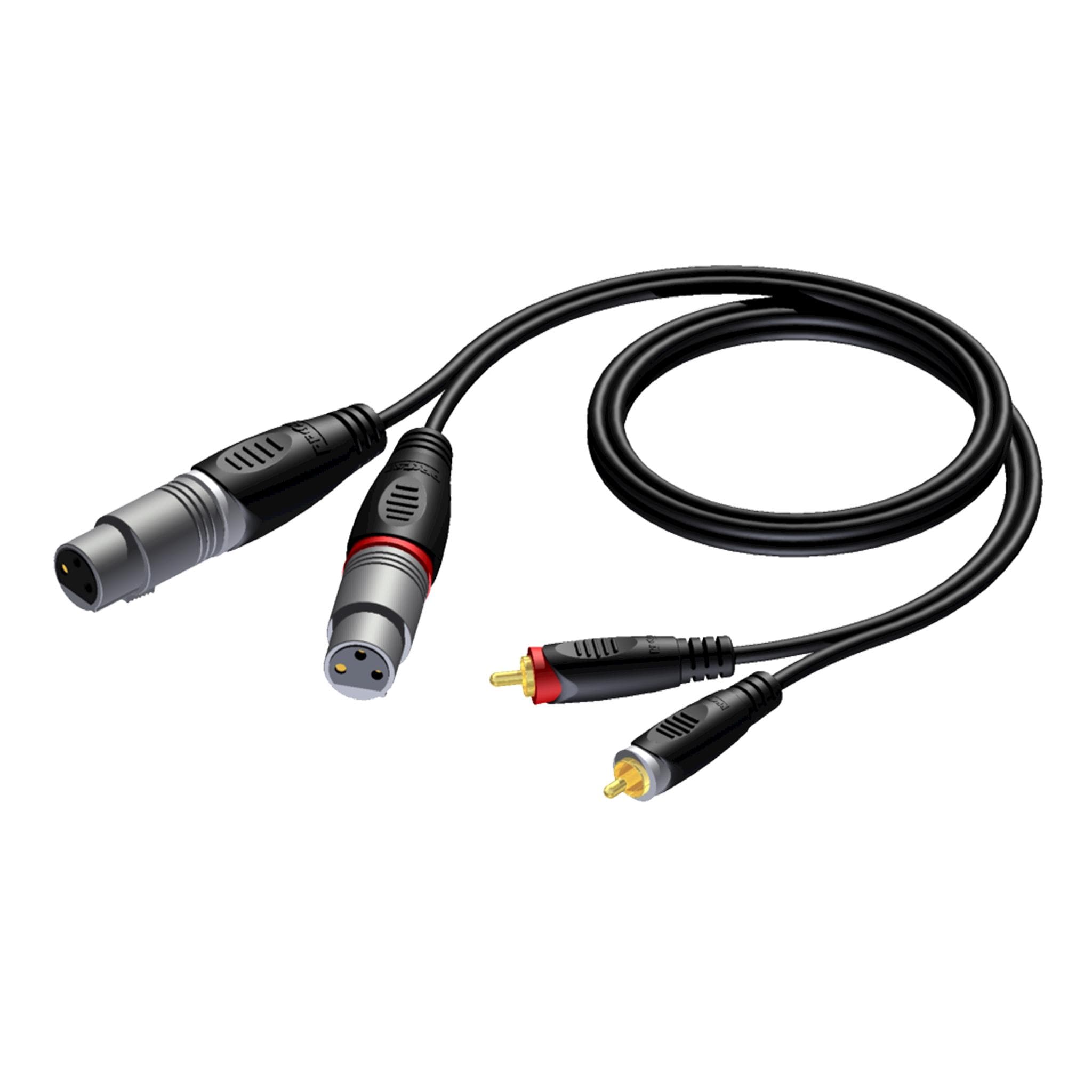 2 x XLR female - 2 x RCA/Cinch male 1.5 meter - hanger