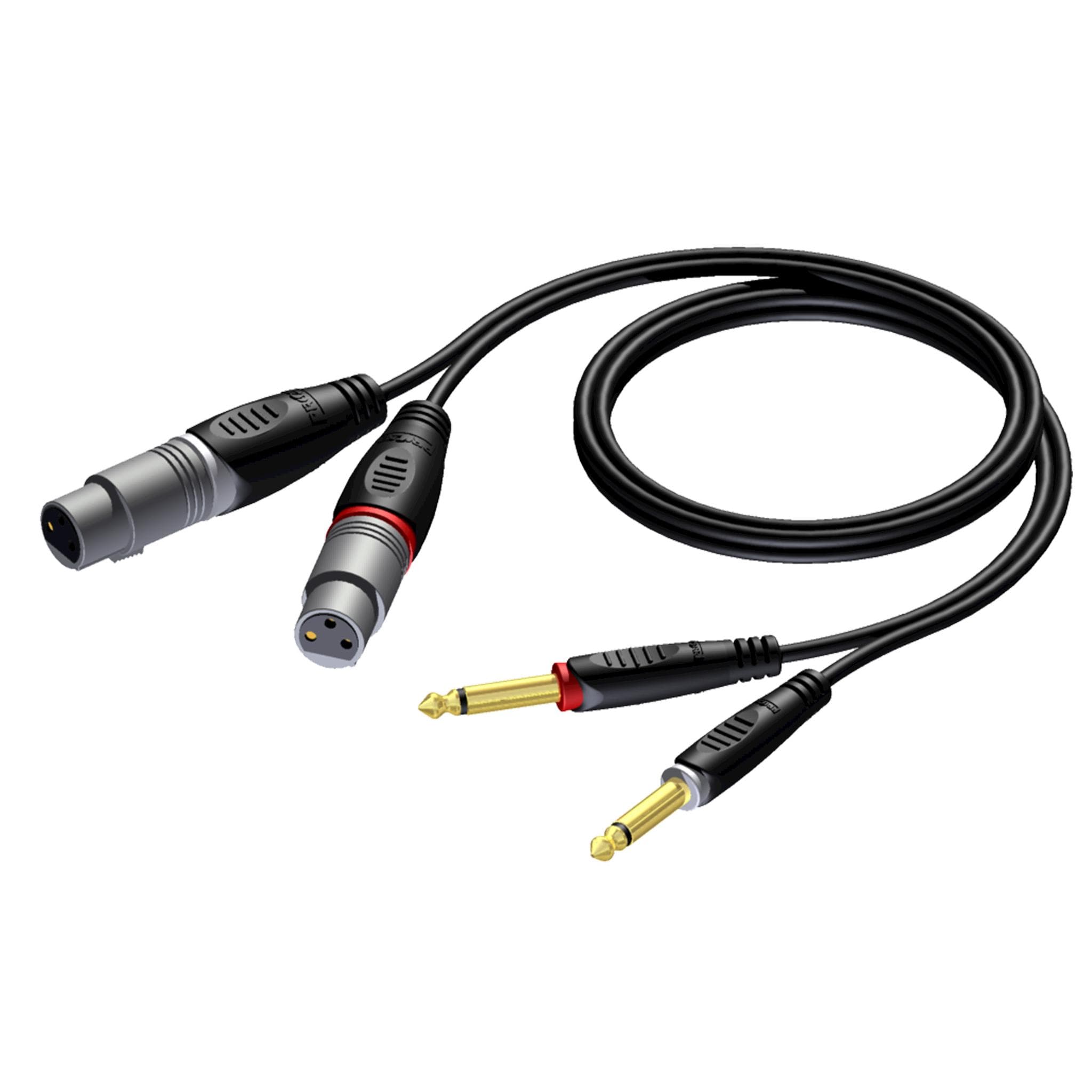 2 x XLR female - 2 x 6.3 mm Jack male mono 3 meter - hanger