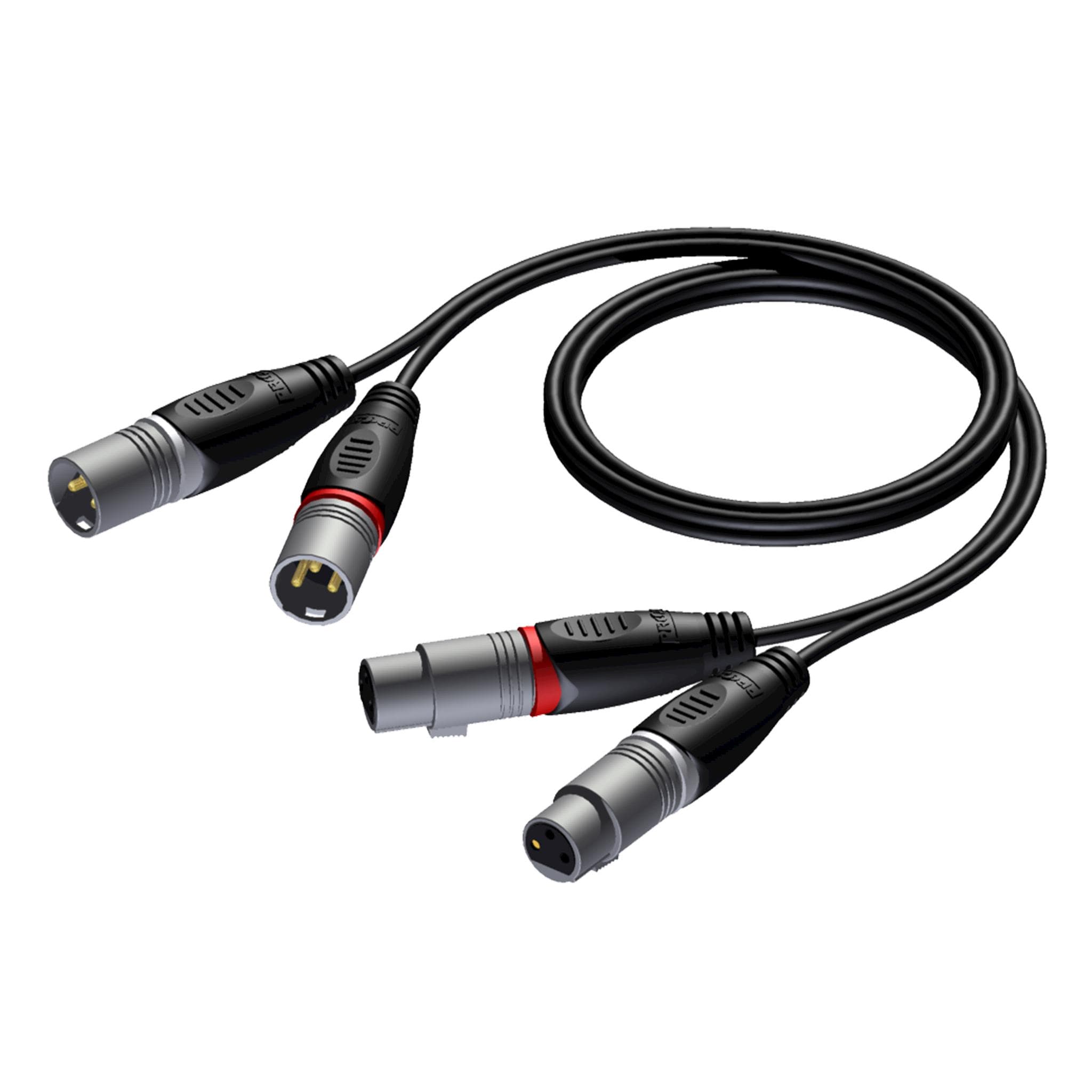 2 x XLR male - 2 x XLR female 1.5 meter - hanger