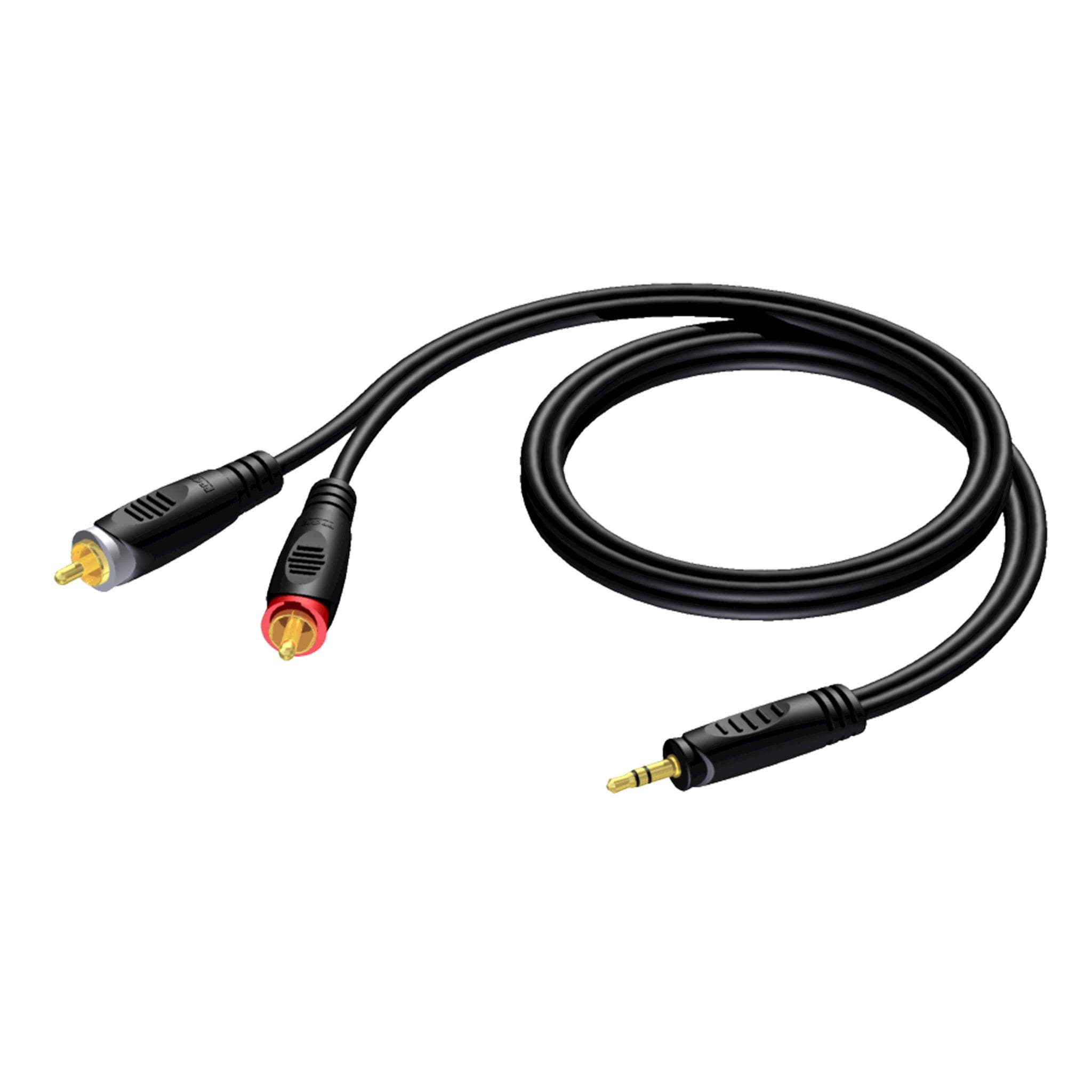 3.5 mm Jack male stereo - 2 x RCA/Cinch male 10 meter - hanger