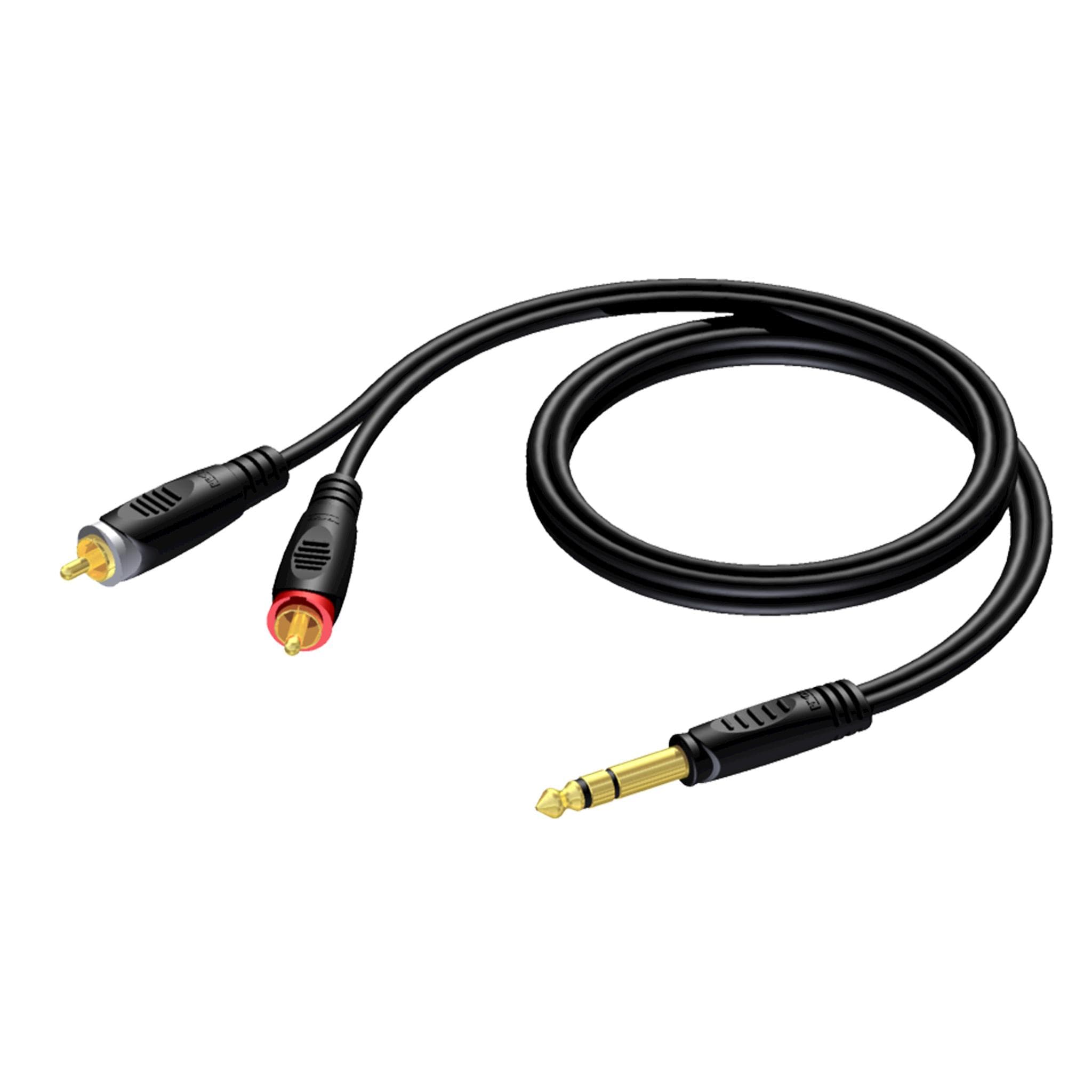 6.3 mm Jack male stereo - 2 x RCA/Cinch male 3 meter - hanger