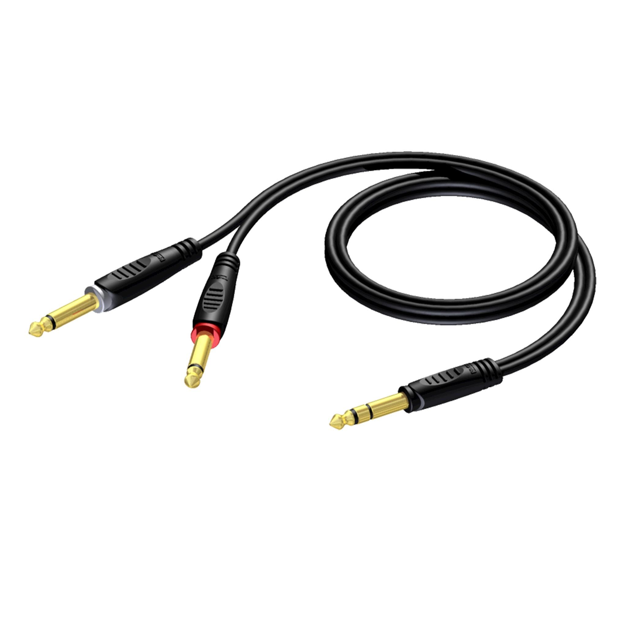 6.3 mm Jack male stereo - 2 x 6.3 mm Jack male 1.5 meter - hanger