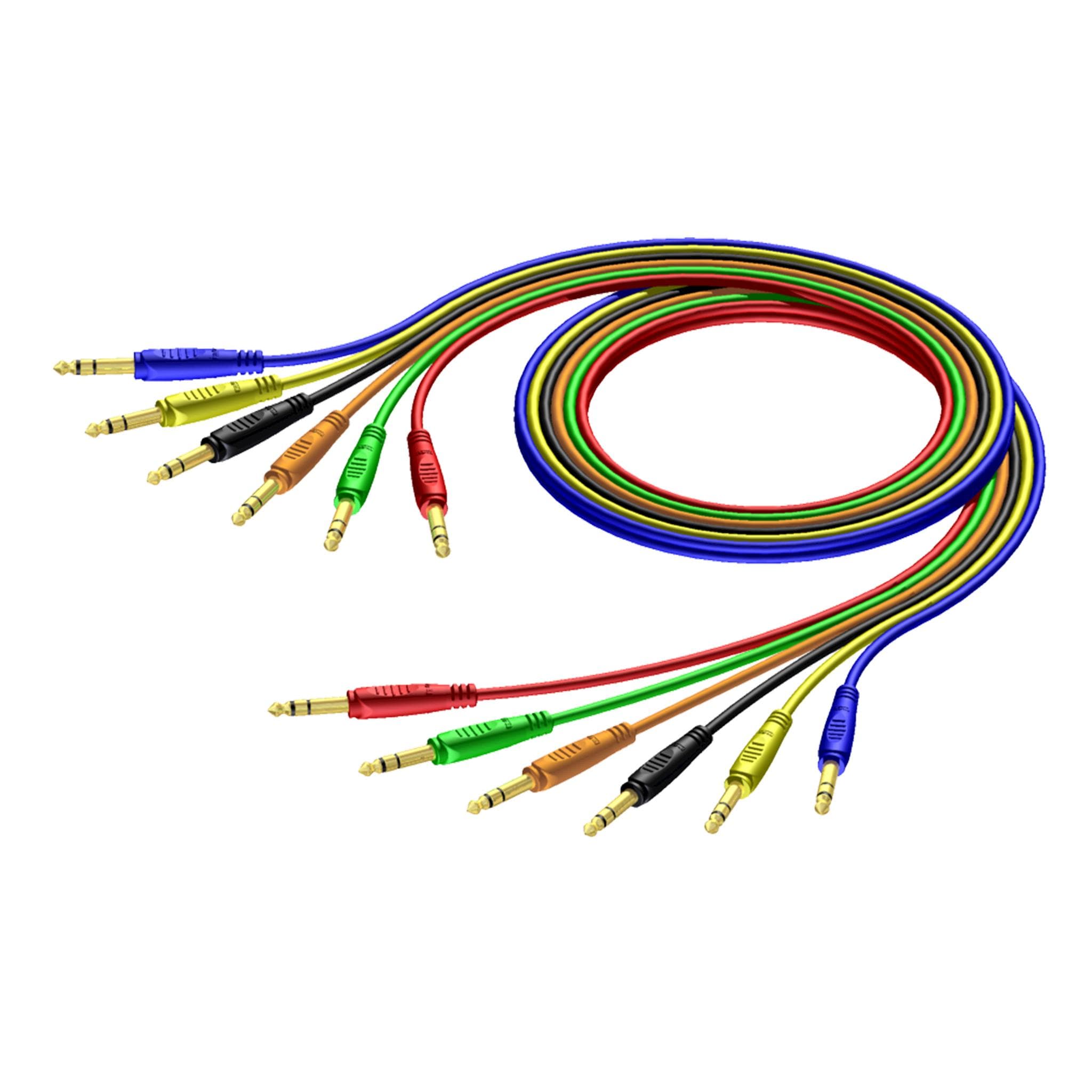 6.3 mm Jack male stereo to 6.3 mm Jack male stereo - cable set in 6 colours 0.9 meter - hanger