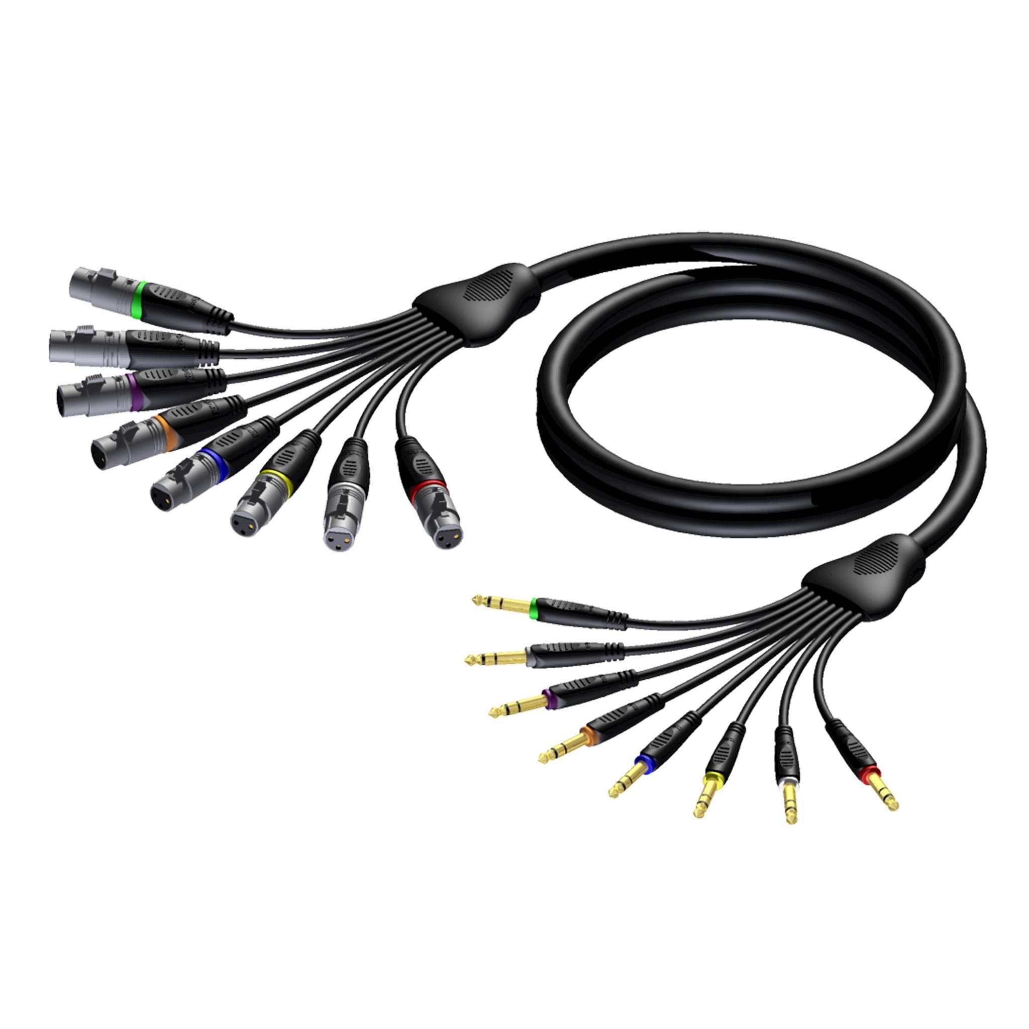 Multi core cable - 8 x XLR female - 8 x 6.3 mm Jack male stereo 5 meter - hanger