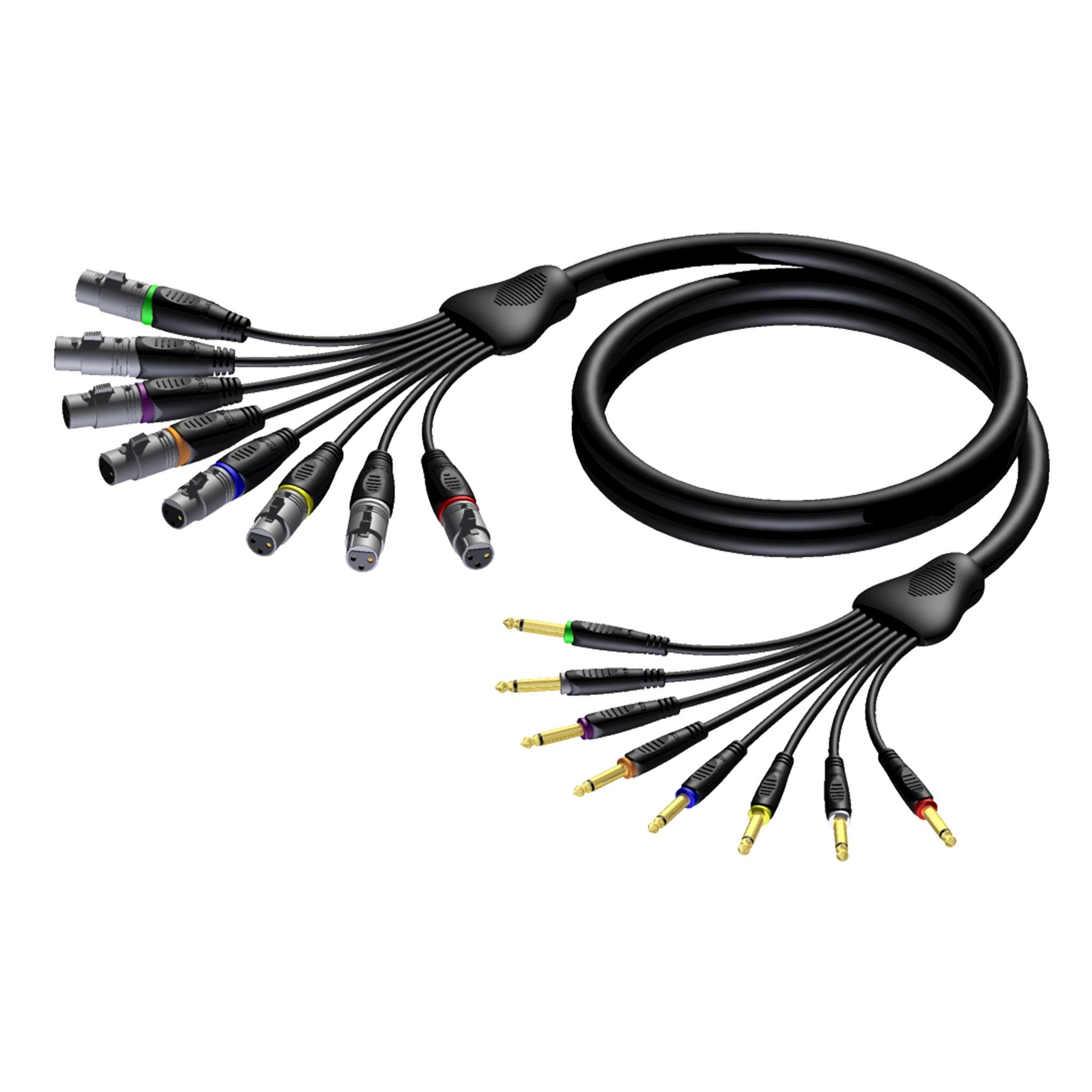 Multi core cable - 8 x XLR female - 6.3 mm Jack male mono 5 meter
