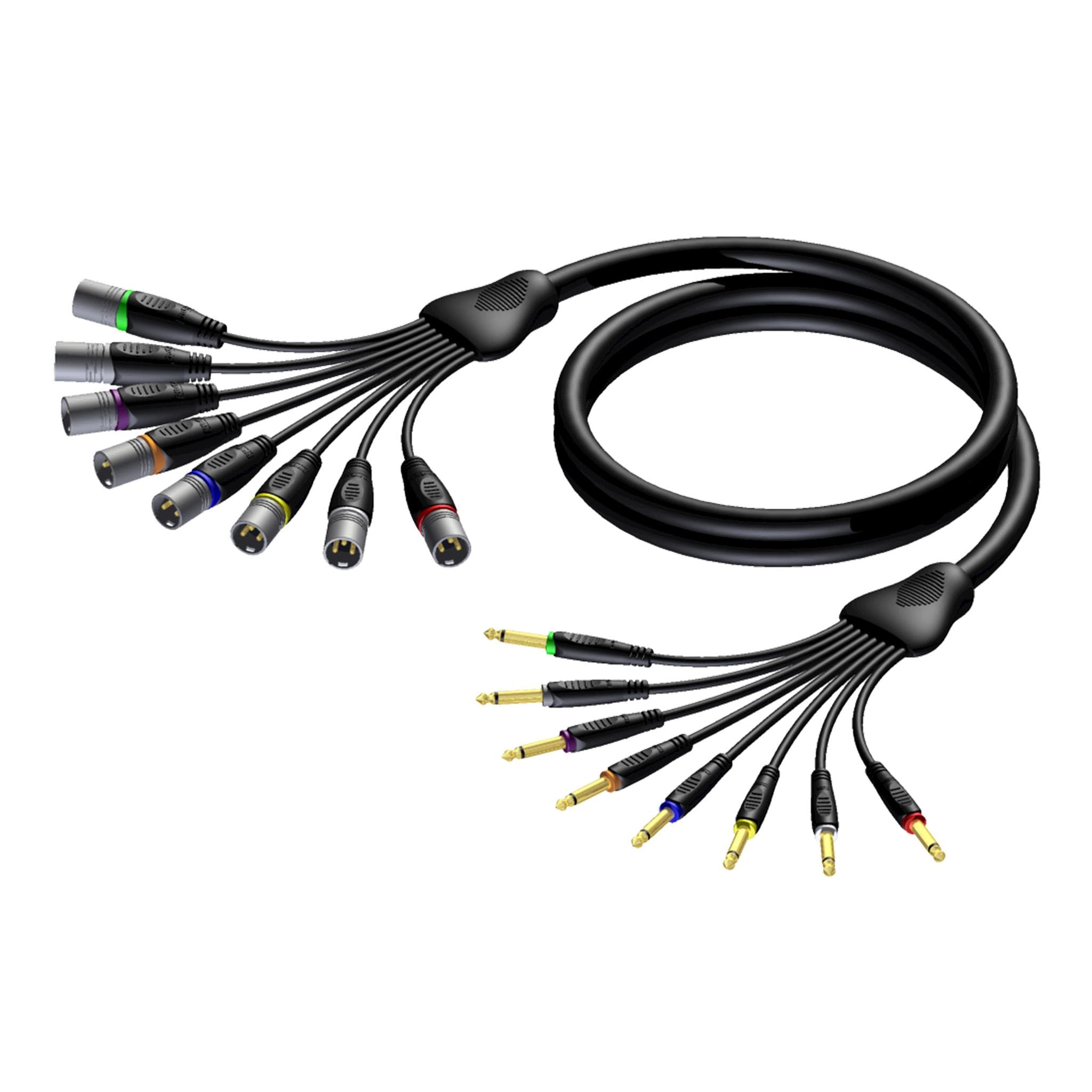 Multi core cable - 8 x XLR male - 6.3 mm Jack male mono 5 meter - hanger