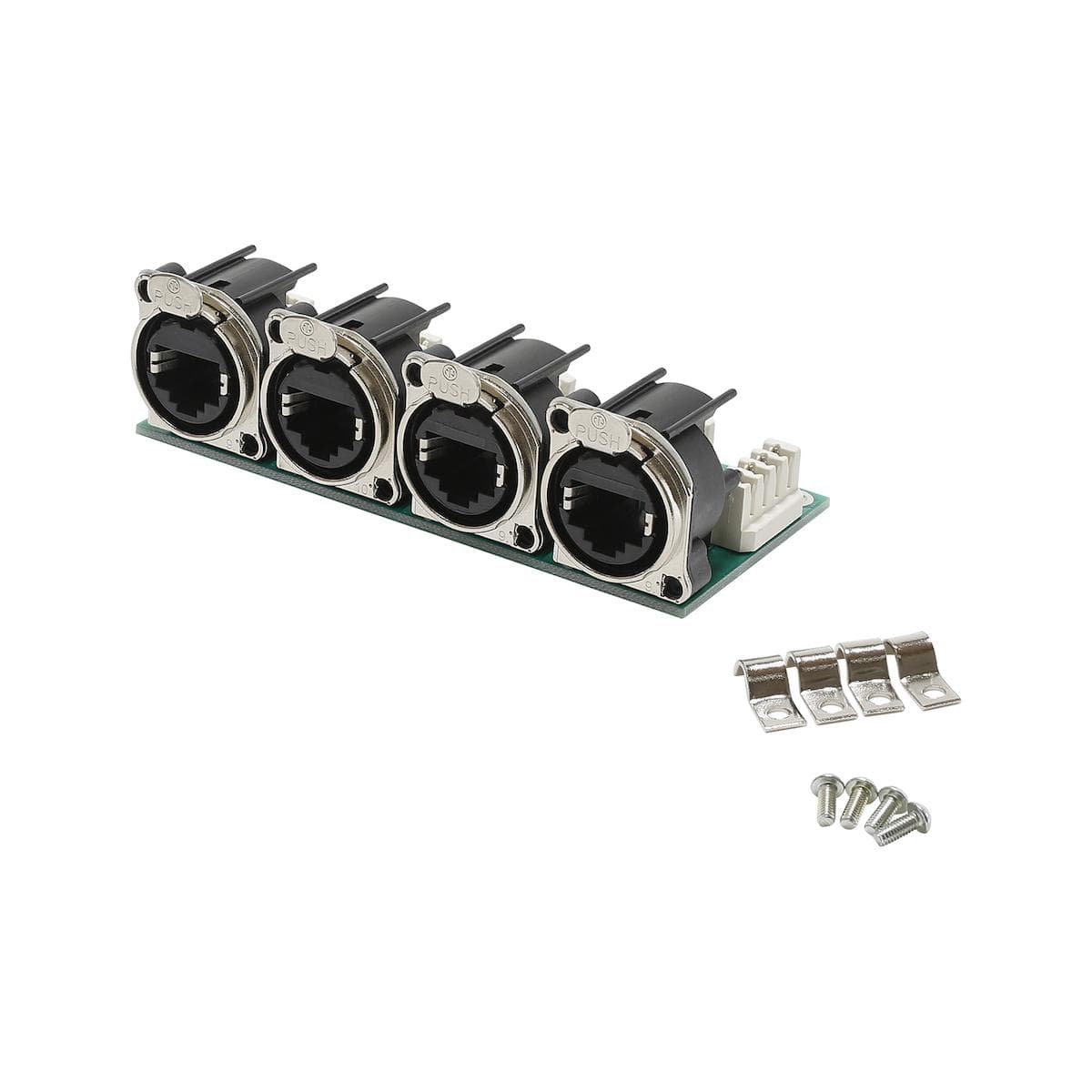 Connector Module 4 x NEUTRIK EtherCON NE8 B-series on LSA clamp (4x2x4-pin), 8-pole , 1 HE, 3 BE, me