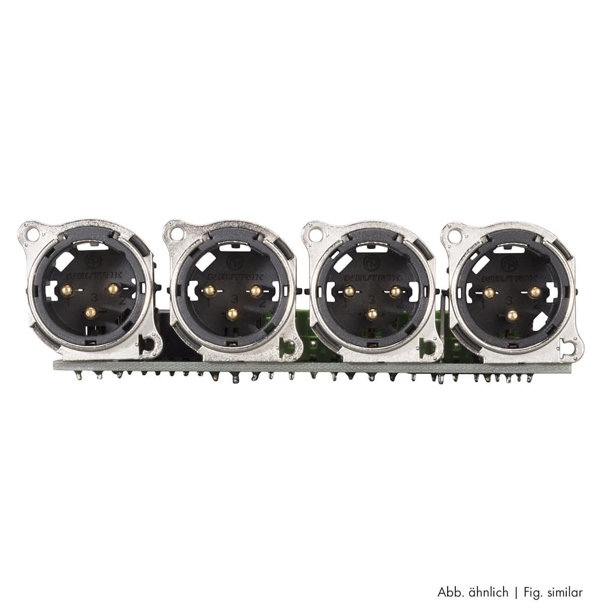 Connector Module 4 x XLR A-Series, 3-pole , 1 HE, 3 BE, metal-, LSA-clip 12x-, silver plated contact