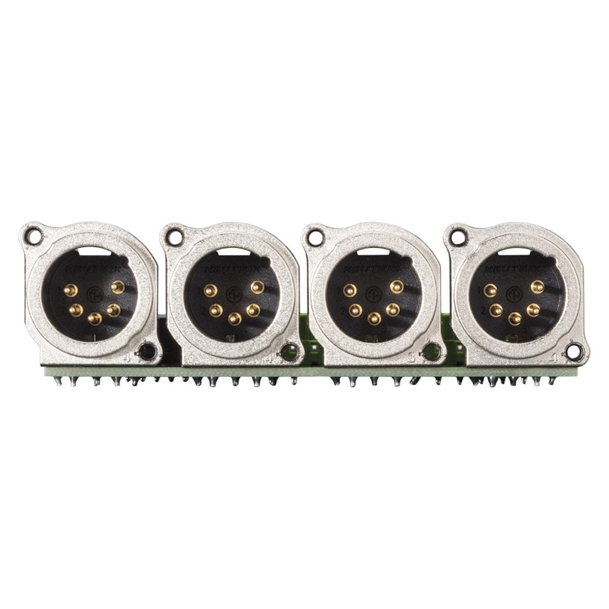 Connector Module 4 x XLR B-Series, 5-pol , 1 HE, 3 BE, metal-, 20 lift terminals + 14-pole blade ter