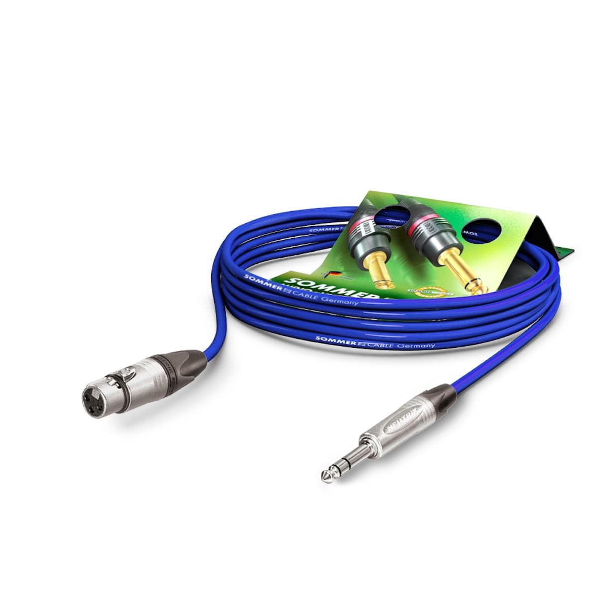 Microphone Cable Stage 22 Highflex, 2 x 0,22 mm² | XLR / jack, NEUTRIK | 0,50m | blue