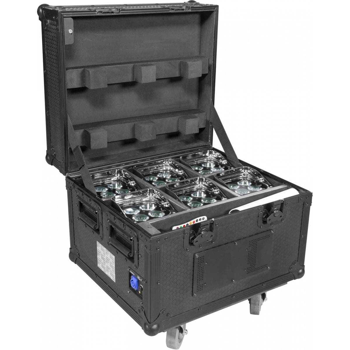 Pack with 6 SMARTBATPLUS, battery charger flight-case, IR controller, AC cable