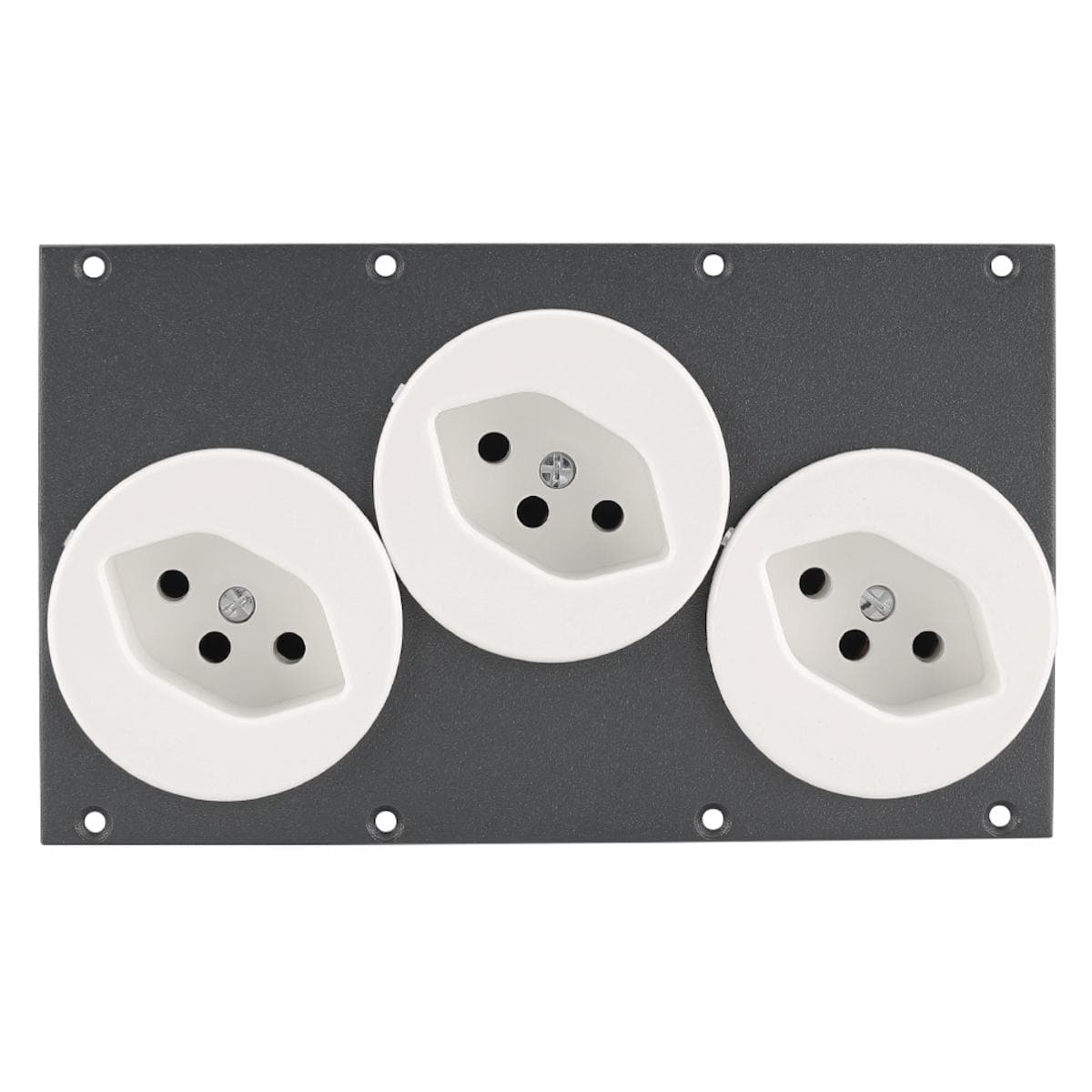 Connector Module 3 x socket swiss standard snap-in, 2 HE, 4 BE for SYS-series, colour: anthracite, R