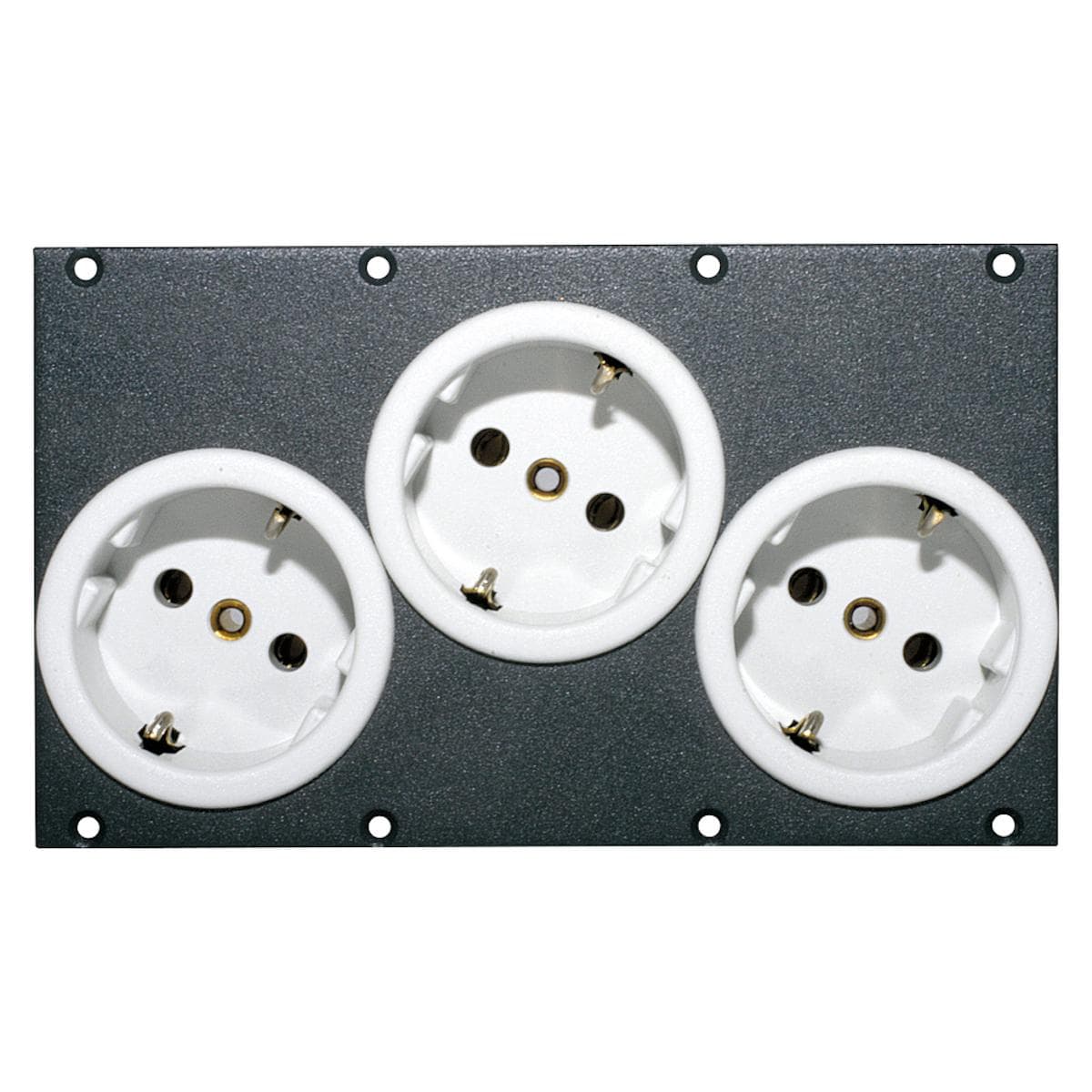 Connector Module 3 x Schuko female -> Wieland GST18i3 female, cascadable, 2 HE, 4 BE for SYS-series,