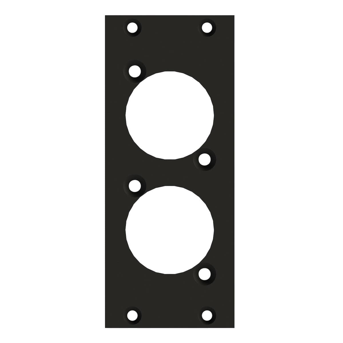 front panel 2 x D-hole, 2 HE, 1 BE for SYS-series, 2.5 mm galvanized steel sheet, colour: anthracite