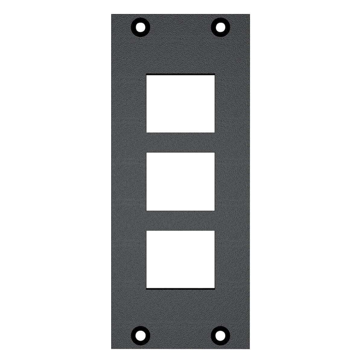 front panel 3 x Cutouts for clip-in modules (Keystrone), 2 HE, 1 BE for SYS-series, Galvanized sheet