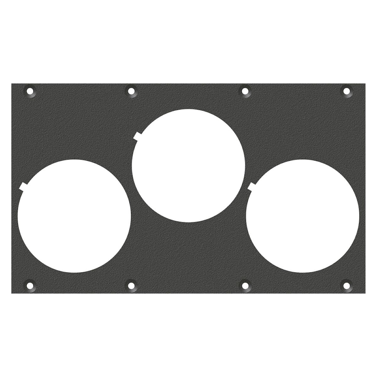 front panel 3 x Schuko-SNAP-In-Hole, 2 HE, 4 BE for SYS-series, Galvanized sheet steel, colour: anth