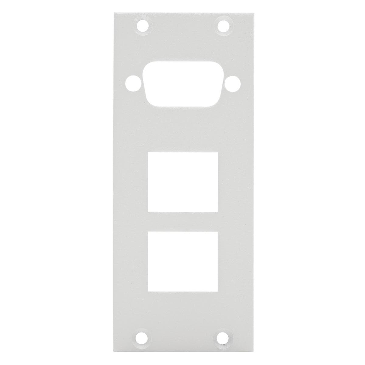 front panel 1 x SUB-D09 or HDMI + 2 x Keystone 90° angled, 2 HE, 1 BE for SYS-series, 2.5 mm galvani