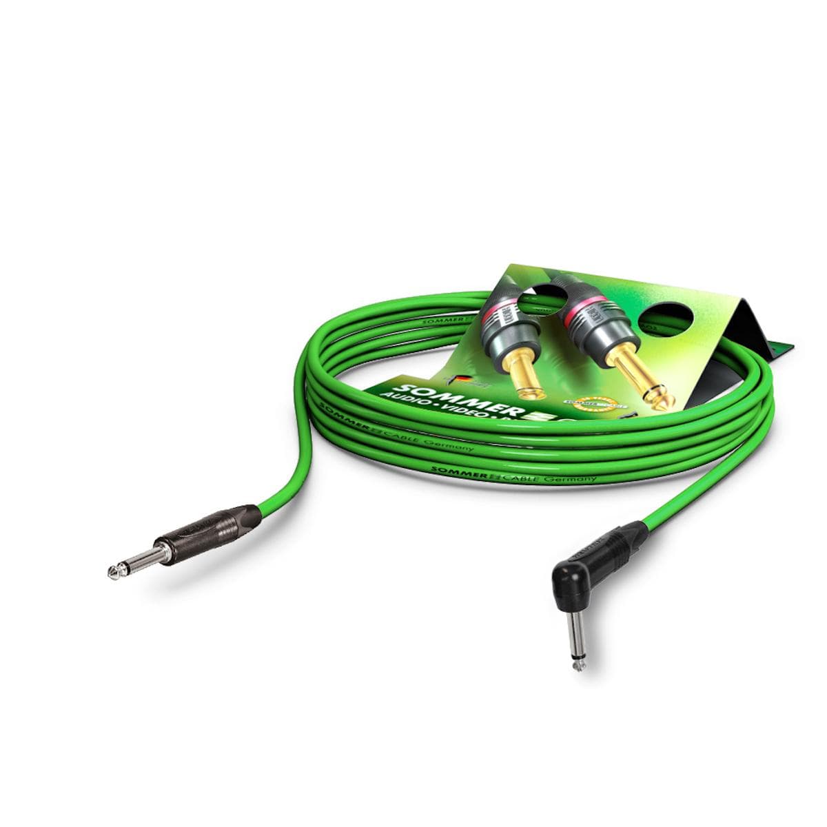 Instrument cable, 1 x 0,22 mm² | jack / jack 90°, NEUTRIK | 10,00m | green
