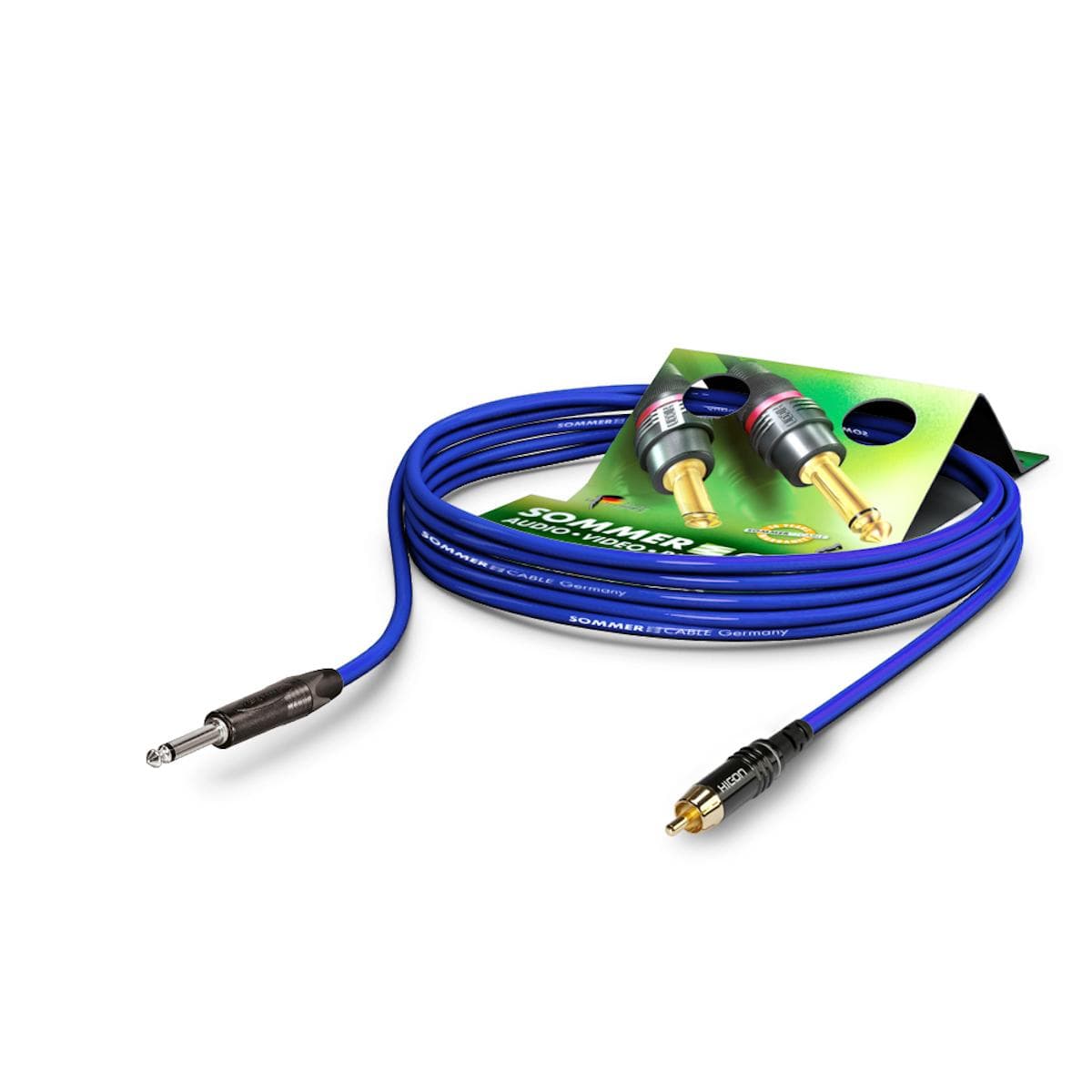 Patch cable Tricone® MKII, 1 x 0,22 mm² | jack / RCA, NEUTRIK | 9,00m | blue
