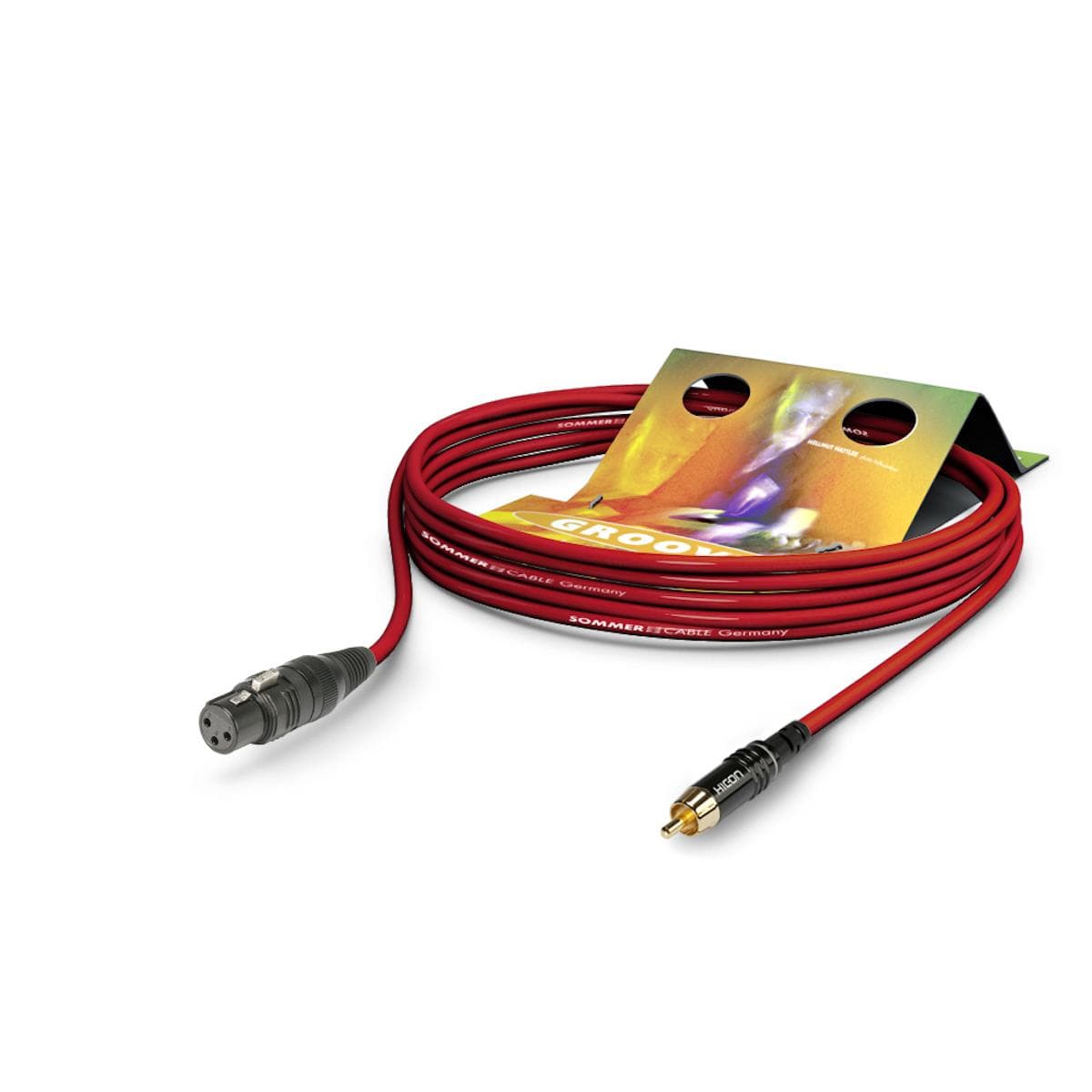 Patch cable Tricone® MKII, 1 x 0,22 mm² | XLR / RCA, HICON | 5,00m | red