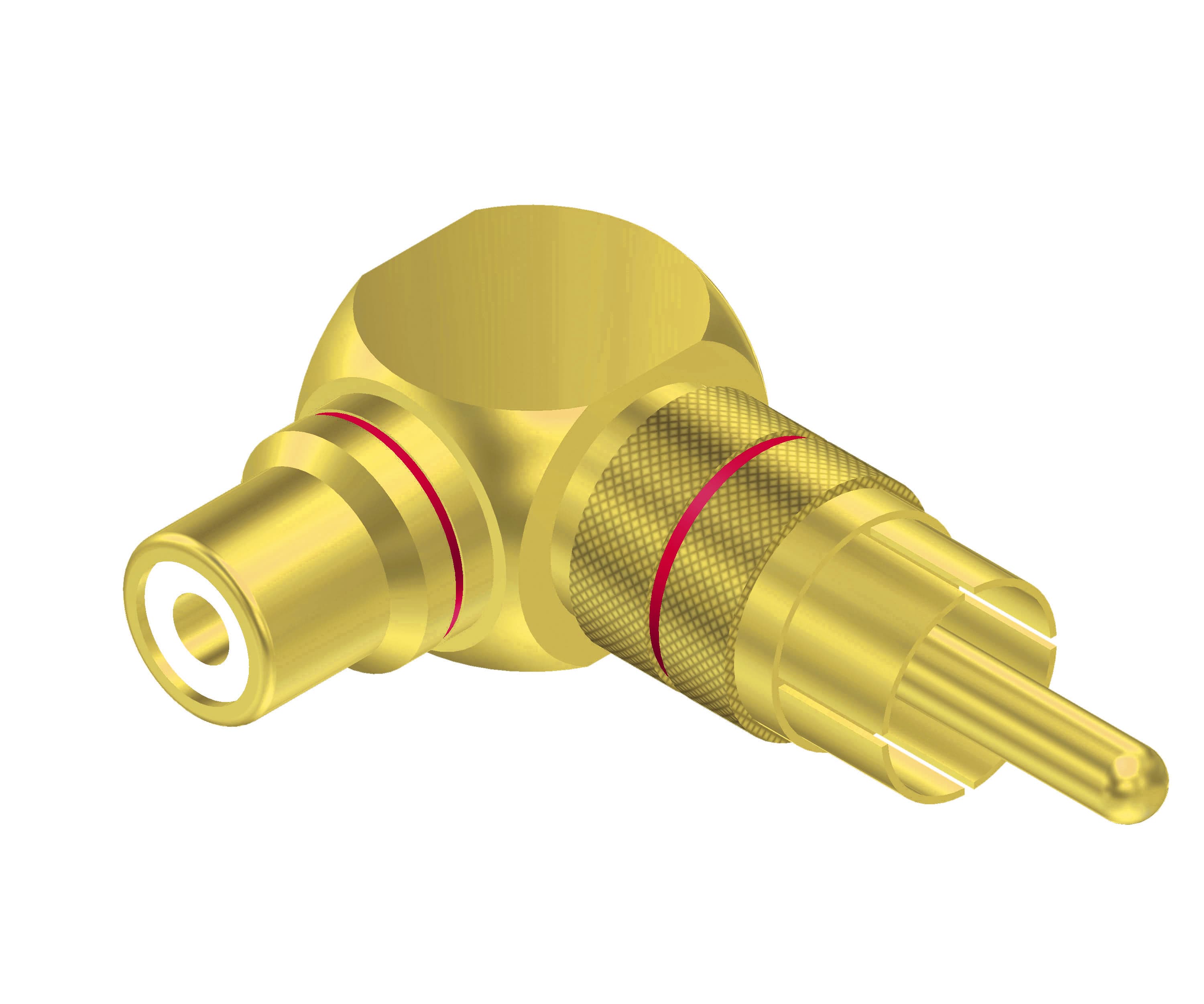 Adapter - RCA/Cinch male - RCA/Cinch female - 90° angled - pair Adapter 25 pcs box