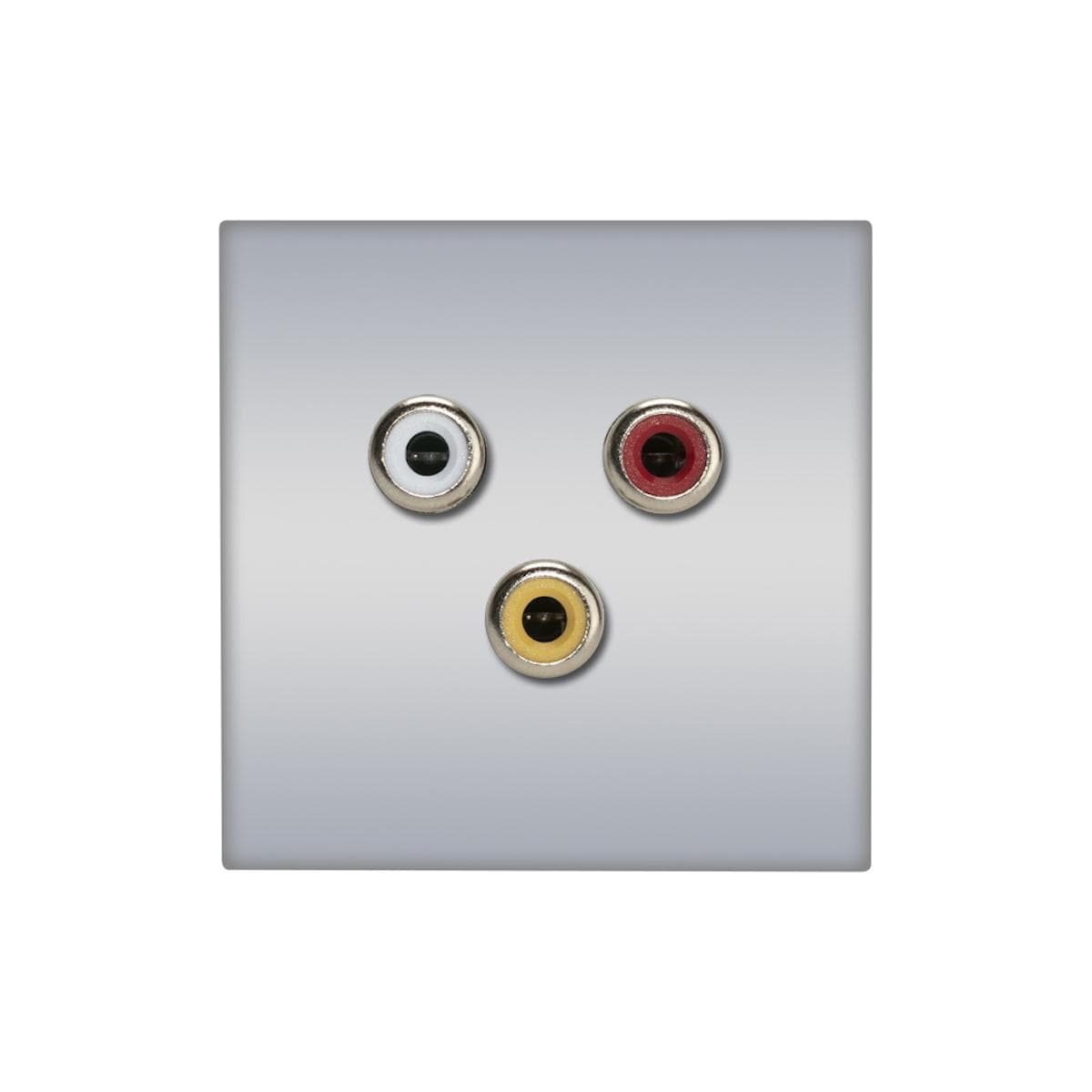 connection-modul 3 x RCA A/V yellow / red / white fem. —> Screw terminal, scale: 45x45 mm, plastic,