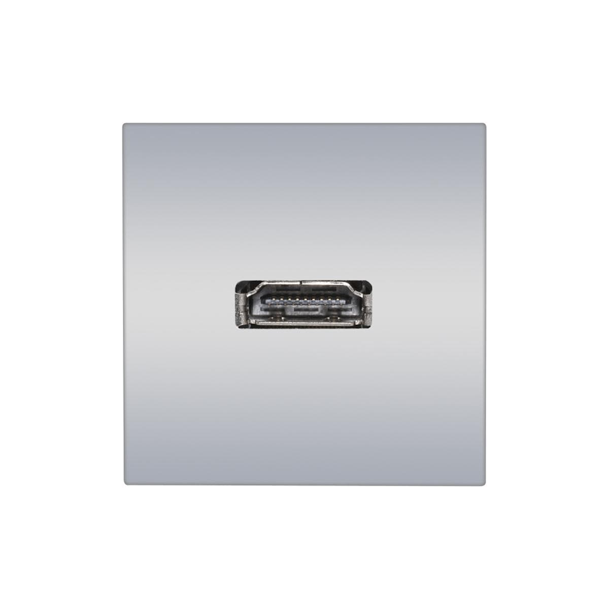 connection-modul HDMI fem. —> Screw terminal, scale: 45x45 mm, plastic, colour: aluminium silver