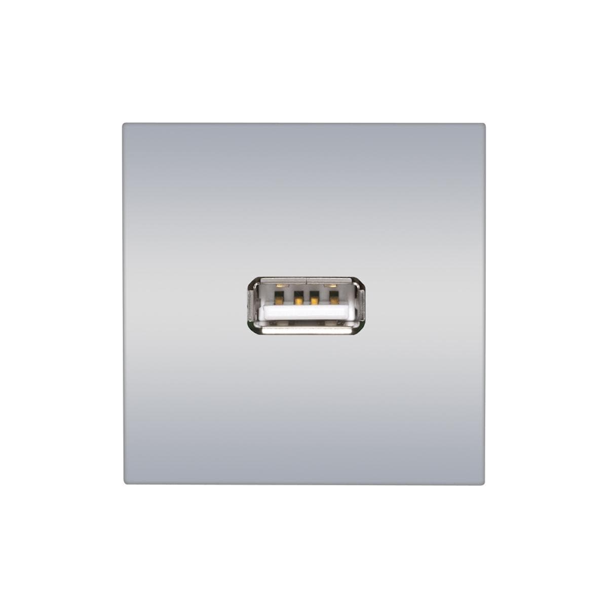 connection-modul USB-A fem. —> Screw terminal, scale: 45x45 mm, plastic, colour: aluminium silver