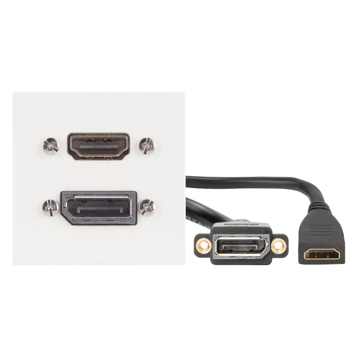 connection-modul Display port fem. —> 0.5 ft. breakout cable display port fem. + HDMI fem. —> 0.5